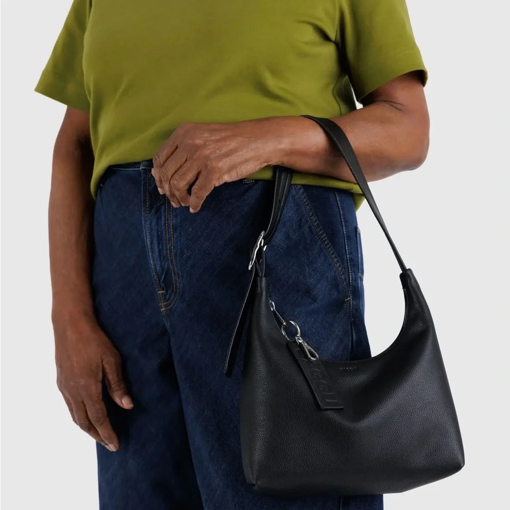 BAGGU Mini Recycled Leather Shoulder Bag Black NWT NEW WITH TAGS